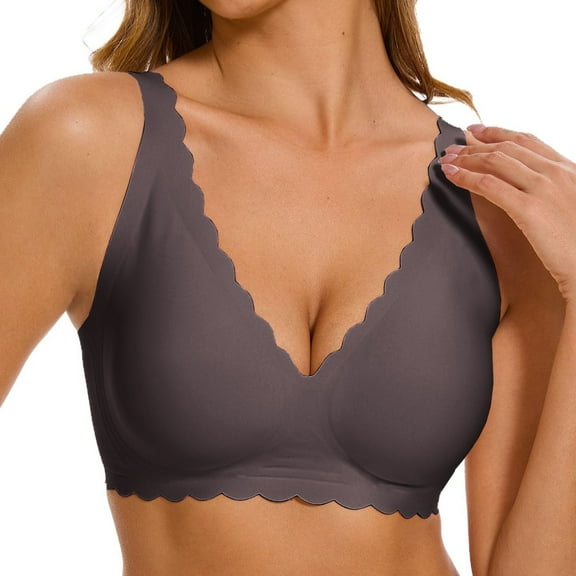 Lixiuxyad Medium Sports Bra Women's Comfortable Large Thin Sagging Side Beauty Back Shining No Steel Ring Wrapping Bra