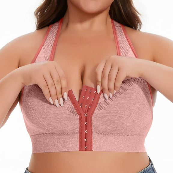Lixiuxyad No Show Sports Bra Women‘s Plus Size Wireless Breathable Back Closure Bra For Everyday Wear Versatile Fit For All Seasons