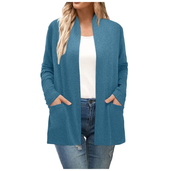 Lixiuxyad Open Front Cardigan Sweaters for Women Long Sleeve Cardigan For Women Fall Open Front Cardigan With Pockets Casual Duster Lightweight Cardigan Sweater