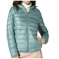 thumbnail image 1 of Lixiuxyad Packable Down Jacket for Women Lightweight Winter Down Jackets Slim Fit Hooded Coat Zipper Warm Jacket with Hood Green, 1 of 5