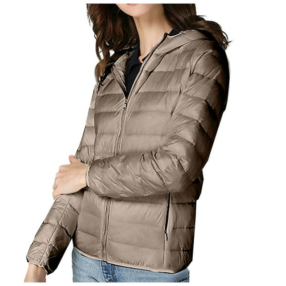 Lixiuxyad Packable Down Jacket for Women Lightweight Winter Down Jackets Slim Fit Hooded Coat Zipper Warm Jacket with Hood Yellow