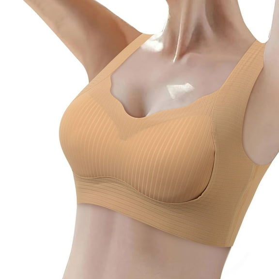 Lixiuxyad Pads for Sports Bras Women's Thin Seamless Vest Soft Support Large Chest Small Half Fixed Cup Breathable Bra