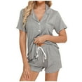thumbnail image 1 of Lixiuxyad Pajama Womens Womens Pajamas Set Short Sleeve Sleepwear Button Down Nightwear Shorts Soft Home Wear Sets, 1 of 5