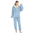 thumbnail image 1 of Lixiuxyad Plaid Pajama Women Comfortable Flannel Pajamas Long Sleeve Plus Size Loose Fit EU Sizes Homewear Set Can Be Worn Outside, 1 of 4