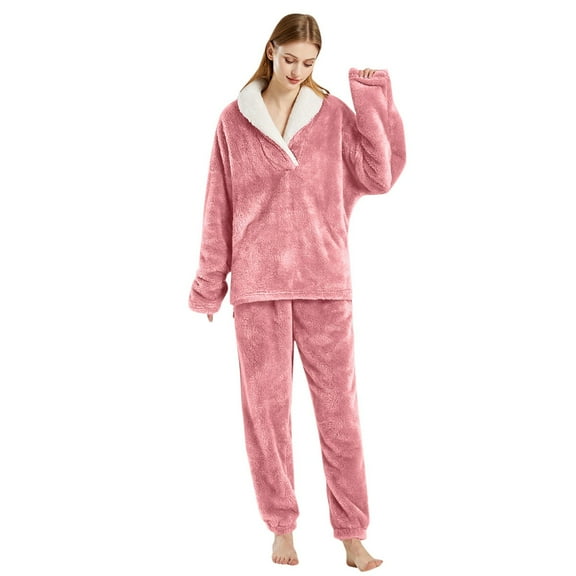 Lixiuxyad Plaid Pajama Women Comfortable Flannel Pajamas Long Sleeve Plus Size Loose Fit EU Sizes Homewear Set Can Be Worn Outside