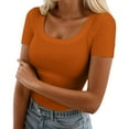 thumbnail image 1 of Lixiuxyad Plus Size T Shirts Women's T Shirts Casual Round Neck Solid Color Top Ideal For Everyday Wear Easy To With Jeans For Fall And Winter Seasons,Red M, 1 of 5