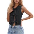 thumbnail image 1 of Lixiuxyad Popcorn Tops for Women Women's Washed Belted Vest Stylish And Versatile, 1 of 6