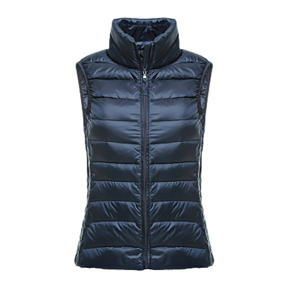 Lixiuxyad Puffer Vest Women Lightweight Sleeveless Jackets Zip Up Stand Collar Fall Winter Coat With Pockets Blue