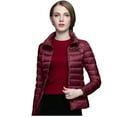 thumbnail image 1 of Lixiuxyad Puffer Winter Coats Women Warm Lightweight Jacket Hoodless Windproof Winter Coat With Recycled Insulation Winter Slim Short Hooded Warm White Duck Down Coat Outerwear Red, 1 of 5