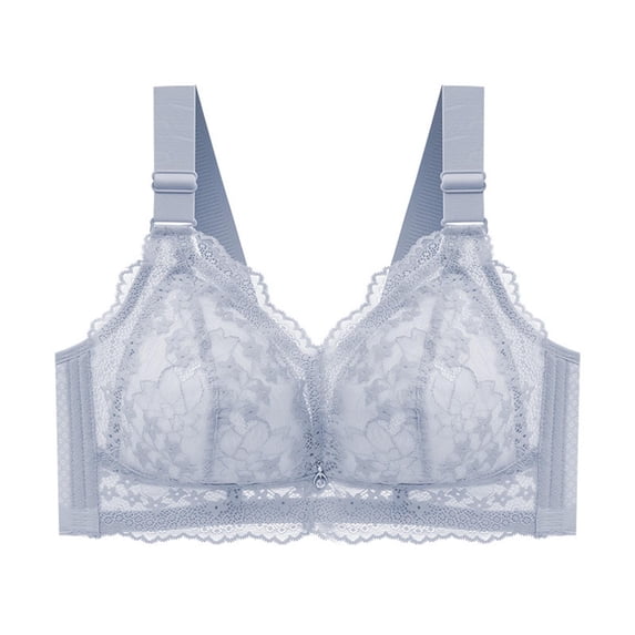 Lixiuxyad Push up Bra Women's New Pattern Ribless Large Strap Jacquard Four Comfort Bra