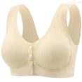 thumbnail image 1 of Lixiuxyad Seamless Viscose Front Closure Bra For Comfortable Lightweight Wireless Support Non Everyday T Shirt Bra With Removable Pads,Bras for Women Beige L, 1 of 3