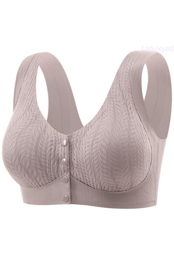 Seamless Viscose Front Closure Bra For Comfortable Lightweight Wireless Support Non Everyday T Shirt Bra With Removable Pads,Bras for Women Gray XXXL