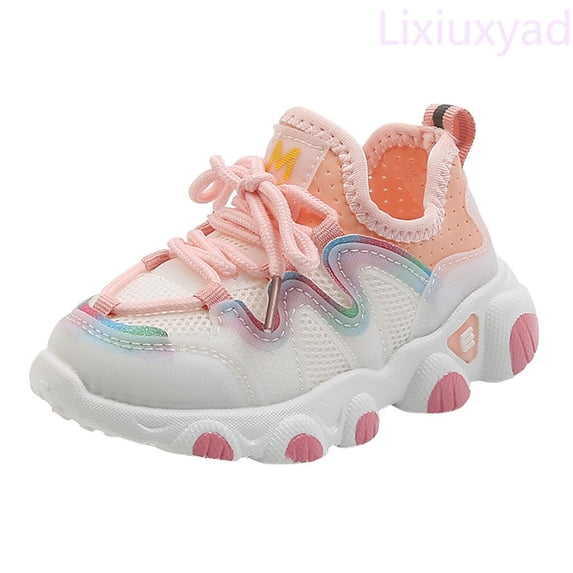 Lixiuxyad Shoes Sneakers Girls Breathable Baby Soft Mesh Lace Up Toddler Kids Infant Baby Shoes Running Athletic Shoes Sizes 6(Toddler 12-15 Months)
