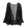 thumbnail image 1 of Lixiuxyad Short Cardigan Women's Summer Long Sleeve Cardigan Hollow Out Crochet Knit Floral Cover Up Open Front Scalloped Mesh Beach Coat, 1 of 3