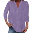 thumbnail image 1 of Lixiuxyad Short Sleeve Solid Color Stand Collar Button Up Shirt With Pocket For Women Casual Summer,Purple XL, 1 of 5
