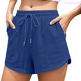 thumbnail image 1 of Lixiuxyad Shorts for Women Women's Casual Drawstring Shorts Straight Fit Summer Comfortable Daily Wear With T Shirts Machine Washable,Blue, 1 of 6