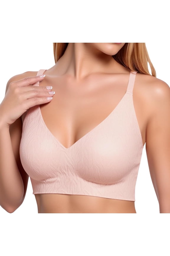 Skin Tone Bra Women's Seamless Bottom Back No Underwire Push Up Bra Small Show Large Vest Bra