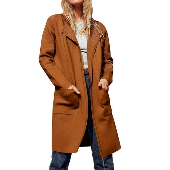 Lixiuxyad Slouchy Cardigan Womens Solid Color Cardigan Oversized Open Front Long Sleeve Lapel Casual Jacket 2025 Fall Coat Dressy Cardigan