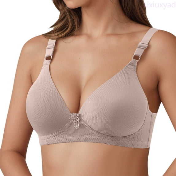 Lixiuxyad Soft Breathable Bras For Comfortable Wireless Lightweight Support Non Padded Everyday T Shirt Bra With Side Coverage,Bras for Women Gray 44