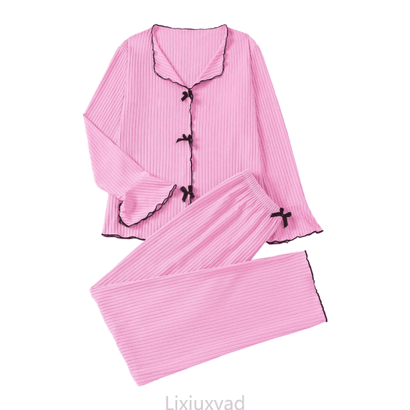 Lixiuxyad Soft Pajama Long Sleeve Top With Comfortable Pants Breathable Loungewear For Cozy Sleep And Relaxing At Home Womens Sleepwear S