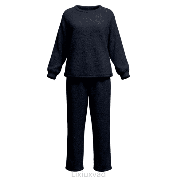 Lixiuxyad Soft Pajama Two Piece Cozy Fleece Loungewear For Home Relaxation And Sleep Comfort With Loose Fit Design Womens Lounge Sets S