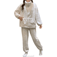 thumbnail image 1 of Lixiuxyad Soft Winter Flannel Pajama For Cozy Long Sleeve Thermal Sleepwear With Elegant Jacquard Pattern Comfortable Loungewear Two Piece Outfit For Cold Nights Womens Pajama Sets L, 1 of 6