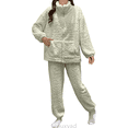 thumbnail image 1 of Lixiuxyad Soft Winter Flannel Pajama For Cozy Long Sleeve Thermal Sleepwear With Elegant Jacquard Pattern Comfortable Loungewear Two Piece Outfit For Cold Nights Womens Pajama Sets XXL, 1 of 6