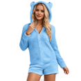 thumbnail image 1 of Lixiuxyad Solid Color Hooded Jumpsuit Casual Long Sleeve Romper Shorts With Pockets For Sleepwear Comfortable Outfit Womens Sleepwear L, 1 of 6