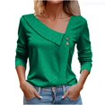 thumbnail image 1 of Lixiuxyad Solid Color V Neck Button Loose Long Sleeve T Shirt Top Woman Womens Summer T Shirts,Green XL, 1 of 6
