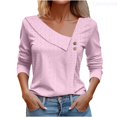 thumbnail image 1 of Lixiuxyad Solid Color V Neck Button Loose Long Sleeve T Shirt Top Woman Womens Summer T Shirts,Pink XXL, 1 of 6