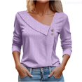 thumbnail image 1 of Lixiuxyad Solid Color V Neck Button Loose Long Sleeve T Shirt Top Woman Womens Summer T Shirts,Purple L, 1 of 6