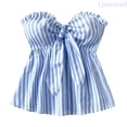 thumbnail image 1 of Lixiuxyad Spaghetti Straps Tank Tops Summer Striped Camisole Sleeveless Slim Fit Cropped Tank Top Casual Fashion Basic Wear,Blue L, 1 of 6