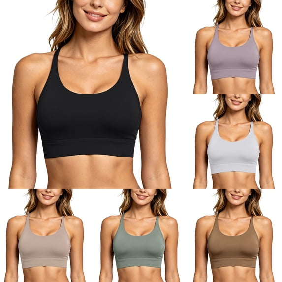 Lixiuxyad Sports Bras for Women Crossback Wireless Support Yoga Bra With Seamless Cup Design For Comfortable Motion And Secure Fit,Brown