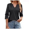 thumbnail image 1 of Lixiuxyad Spring And Summer V Neck Lace Three Quarter Sleeve Loose Top T Shirt For Women Summer Tee Shirts,Black L, 1 of 5