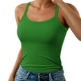 thumbnail image 1 of Lixiuxyad Strap Camisole Tank Top Women Spaghetti Strap Neck Ribbed Tank Tops Slim Fitted Camisole Basic Sleeveless Layering Shirts(Green L), 1 of 5