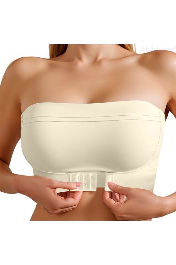 Strapless Bandeau Bra Strapless Silicone Bra Push Up Backless Sticky Bras For Cleavage Enhancer,White