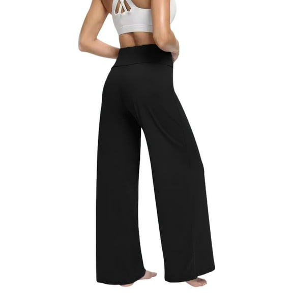 Lixiuxyad Stretchy Work Dress Pants Women's Casual Pants High Waisted A Line Wide Leg Pants For Daily Wear Yoga Comfortable Stretchy Soft Breathable Trousers Black