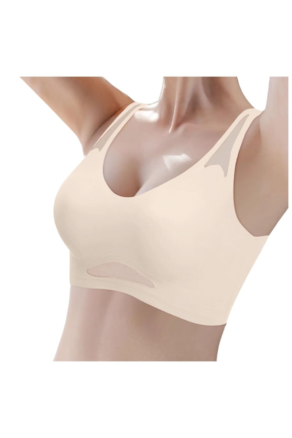 Strong Support Sports Bras for Women Women's Comfortable And Transparent Shoulder Strap Cordless Backless Spongeless With Convertible Shoulder Straps
