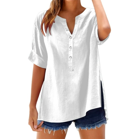 Lixiuxyad Summer Blouse Stylish Women Shirts For Everyday Wear V Neck Long Sleeve Top Solid Color Casual Shirt For Spring And Summer Versatile For Jeans And Casual Pants
