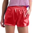 thumbnail image 1 of Lixiuxyad Summer Casual Shorts Women's Metallic Shorts Shiny Pants With Elastic Waist Hot Rave Dance,Red L, 1 of 5