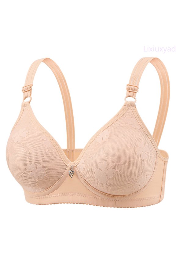 Summer Middle Adjustable Close Knit Bra Without Underwire,Bras for Women Beige 44