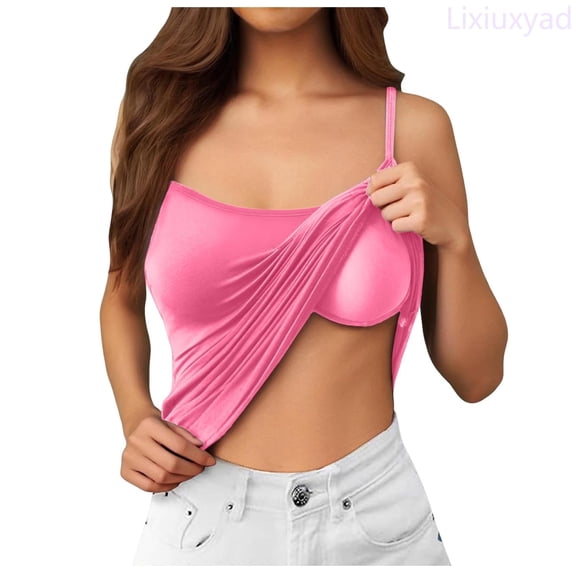 Lixiuxyad Summer Tank Tops For Women Seamless Comfort Camisole Built In Bra Padded Tank Top For Everyday Wear And Layering,Pink