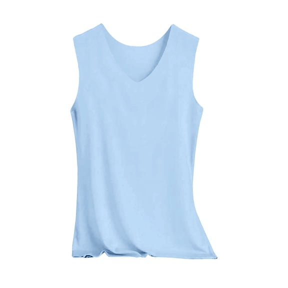 Lixiuxyad Summer Tank Tops For Women Women's Silk Camisole V Neck Sleeveless Tank Top Comfortable Loungewear For Home Casual Wear Soft Breathable Stretchy Basic Layering Piece(Blue XXL)