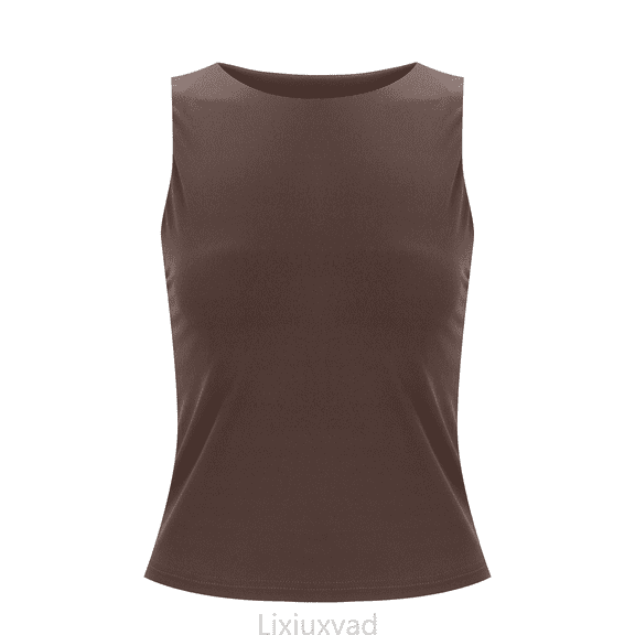 Lixiuxyad Summer Tank Tops Women's Solid Color Fashion Sleeveless Fitted Camisole Round Neck Tank Top For Casual Wear And Layering,Brown