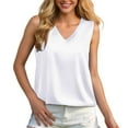 thumbnail image 1 of Lixiuxyad Summer Tanks Cami Sleeveless Tops Women Fashion Solid Satin Vest Casual V Neck Silk Sleeveless Vest(White XL), 1 of 4