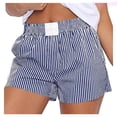 thumbnail image 1 of Lixiuxyad Summer Trendy Shorts Women's Shorts Cute Soft Striped Print Shorts Pants,Blue L, 1 of 4