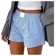 thumbnail image 1 of Lixiuxyad Summer Trendy Shorts Women's Shorts Cute Soft Striped Print Shorts Pants,Blue L, 1 of 5
