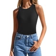 thumbnail image 1 of Lixiuxyad Summer Womens Tank Tops 2025 Summer Sleeveless Tank Tops Ribbed High Neck Racerback Slim Fitted Color Block Casual Shirts(Black L), 1 of 4