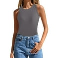 thumbnail image 1 of Lixiuxyad Summer Womens Tank Tops 2025 Summer Sleeveless Tank Tops Ribbed High Neck Racerback Slim Fitted Color Block Casual Shirts(Gray S), 1 of 4