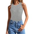 thumbnail image 1 of Lixiuxyad Summer Womens Tank Tops 2025 Summer Sleeveless Tank Tops Ribbed High Neck Racerback Slim Fitted Color Block Casual Shirts(Silver M), 1 of 4